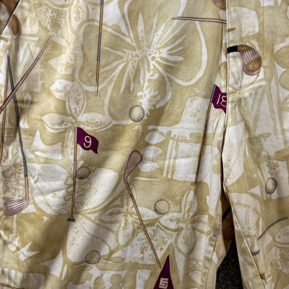 Loudmouth Golf Shorts Men's‎ 32 Hawaiian Golf Print Cotton Stretch Flat Front